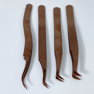 แหนบขนตาปลอมสแตนเลสคุณภาพดีตรงและโค้งแหนบขนตาด้านบนอุปกรณ์ต่อขนตา - Product Image 2