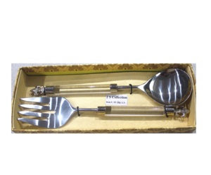 Vente chaude Moderne En Acier Inoxydable Salade Serveur Cuillère et Fourchette Ensemble avec Manche En Bois et Résine pour La Cuisine À Domicile - Product Image 5