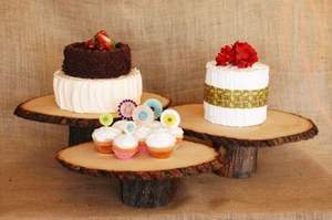 แท่นวางชาร์คิวรีแบบยืนถาดไม้อาคาเซียสูงแบบฐานวางเค้กสำหรับเสิร์ฟเค้กและผลไม้ - Product Image 3