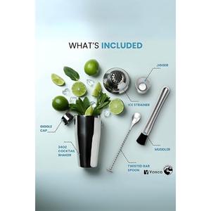 Advantageous 6-Piece Cocktail <b>Set</b> (750 Ml) Stainless Steel Shaker <b>Beverage</b> <b>Serving</b> <b>Sets</b> - Product Image 2