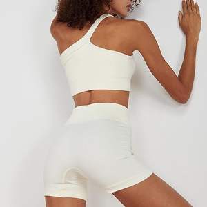 Stylish orange yoga <b>set</b> crop <b>top</b> <b>and</b> pajama <b>leggings</b> breathable <b>seamless</b> fitness wear for women - Product Image 3