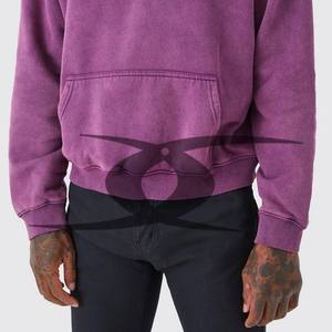 Haute qualité 100% coton surdimensionné lavage à l'acide à capuche pour hommes Vintage lavé thermique polaire hiver solide motif personnalisable - Product Image 6