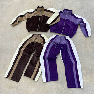 Conjunto de Chaqueta y Pantalones Deportivos de Invierno Personalizados, Chaqueta Cortavientos de Felpa Gruesa, Fabricante de Conjuntos Deportivos, Sudadera con Capucha y Cremallera con Parches Lisos - Product Image 1