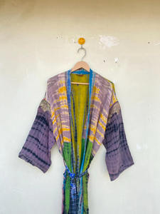 Seda Tie Dye Kimono Ropa de mujer Long Tie Dye Resort Wear Night Wear Tie Dye Kimono - Product Image 3
