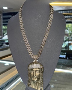Nouveau pendentif visage de Jésus chrétien Hip Hop, moissanite VVS, argent sterling plaqué or massif, collier pendentif, meilleur cadeau pour la fête des pères - Product Image 2