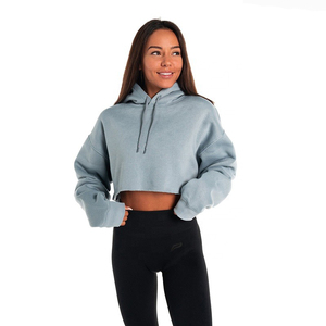 Sweat à capuche surdimensionné pour femmes 100% coton Croptop sweats à capuche pour l'hiver - Product Image 1