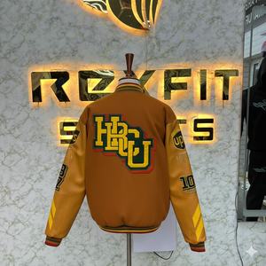 High Quality Custom Design Embroidered Wool Silk Unisex Winter Varsity Lettermen Jacket Eco-Friendly Reversible <b>Covered</b> <b>Button</b> - Product Image 4