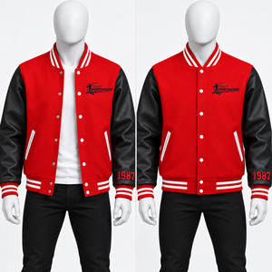 Vente directe d'usine, vestes universitaires en cuir de haute qualité avec logo personnalisé, manches longues, vêtements classiques de style Letterman, hiver, écologiques - Product Image 1
