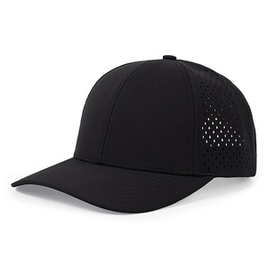 Gorras de béisbol de Golf Unisex de alta calidad etiqueta bordada personalizada 6 paneles láser perforado impermeable 100% poliéster gorra de camionero - Product Image 3