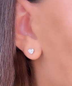 <b>Heart</b> Cut Lab Grown Diamond Stud <b>Earrings</b> for Her <b>Heart</b> Cut Solitaire <b>Earrings</b> Sterling Silver Lab Diamonds <b>Earring</b> - Product Image 3