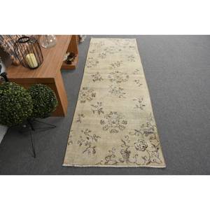 Clásico Beige marrón 2,8X7,9 pies hecho a mano de piel de lana alfombra turca Rectangular Patchwork diseño para sala de estar dormitorio 4m látex - Product Image 1