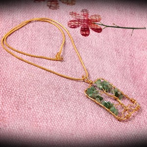 Rectangle Winding <b>Tree</b> Life 18k Gold Plated White Gold Sterling Silver Brass Handmade Pendant Necklace Jade Stones Chakra - Product Image 1