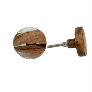 Poignée de meuble ronde polie faite à la main en résine transparente en bois naturel poignée de meuble décoration pour tiroir commode placard - Product Image 1