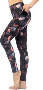 Mallas de yoga estampadas ecológicas de cintura alta ultrasuaves personalizadas, pantalones de entrenamiento de compresión sin costuras con bolsillos, cintura elástica - Product Image 1