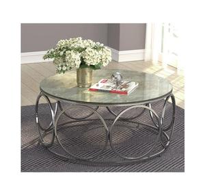 Mesa de centro grande de calidad superior de diseño único con tapa de vidrio templado con soporte plateado brillante uso Home Hotel longe tarifa baja - Product Image 2