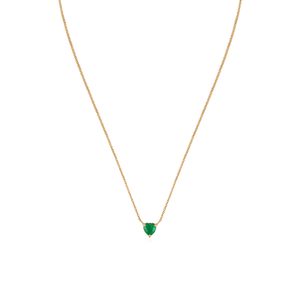 สร้อยคอจี้รูปหัวใจประดับมรกต ดีไซน์เรียบหรู ทำจากทองคำแท้ 14K สำหรับผู้หญิงและเด็กผู้หญิง - Product Image 1