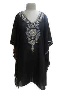 Longs caftans en crêpe français pour dames, tissés lavables avec tour de taille naturel - Product Image 4