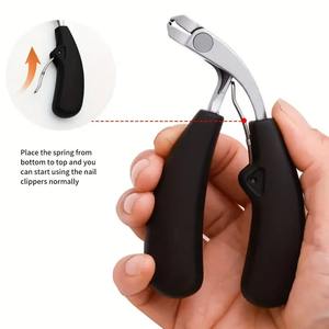 Tijeras de Uñas de Acero Inoxidable, Hoja Curva, Resistentes, Anti-Salpicaduras, Mandíbula Ancha, Uñas Gruesas, Mango Ergonómico Largo, Cutícula - Product Image 2