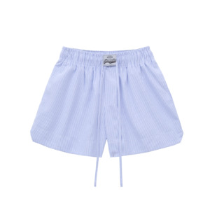 Short de plage à rayures pastel fabriqué sur mesure au Vietnam pour hommes femmes tissu de coton respirant avec broderie imprimée Style Streetwear - Product Image 4