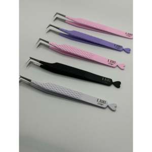 Pince à épiler de précision en forme de L à 90 degrés pour extensions de cils, en acier inoxydable, avec pointe inclinée et pointue - Product Image 1