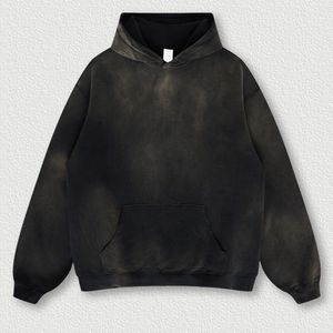 Sudadera con Capucha de Moda Invernal para Hombre, 100% Algodón, Lavado Desteñido, Estilo Urbano, con Bordado y Detalles Decorativos de Pedrería - Product Image 3