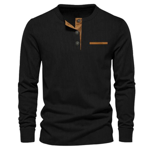 2025 nouveaux hommes tricoté à manches longues haut automne décontracté hommes solide velours côtelé T-Shirt confortable respirant hommes T-shirt haut - Product Image 4