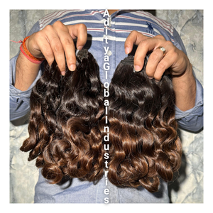 100% naturel brut indien Remy cheveux faisceaux non transformés extensions de cheveux humains vierges crus rebondissants ondulés en vrac cheveux humains - Product Image 2