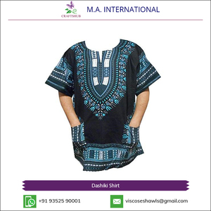 Camisa Dashiki Africana CRAFTSHUB de Manga Corta, Estampada, Transpirable, Ligera, Diseño Tradicional Moderno, Ropa Unisex de Algodón - Product Image 2