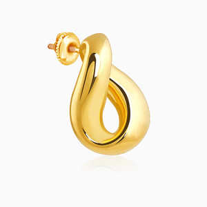 Pendientes clásicos de moda dorados con bucle trenzado, diseño de gota de aro geométrico, joyería de aleación chapada en oro con diamantes de perlas para regalo de fiesta - Product Image 3