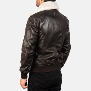 เสื้อแจ็คเก็ตบอมเบอร์หนังแกะสีน้ำตาล Airin G-1 สำหรับผู้ชาย สไตล์นักบินวินเทจ กันลม ปิดด้วยซิป ลาย XS แบบสองด้าน - Product Image 5