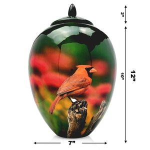 Urna Cardenal para cenizas Pájaro para humano adulto Capacidad de hasta 300 pulgadas cúbicas Cremación funeraria Grande y X Grande - Product Image 2