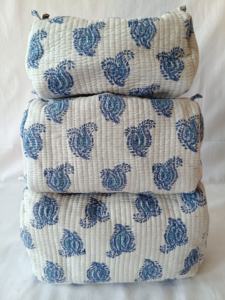 Handmade Cotton <b>Makeup</b> <b>Bag</b> Quilted Block Travel Organizer Accessory Pouch Zipper Closure Wholesale Manufacture - Product Image 3