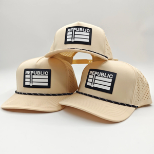 Casquettes Snapback de Golf pour Hommes avec Logo Personnalisé en Caoutchouc PVC, Perforations Découpées au Laser, Imperméables, à 5 Panneaux, Style A-Frame - Product Image 6