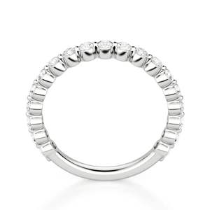 Conjunto de Punta compartida de diamante de corte redondo Semi Eternity Wedding Band para mujer - Product Image 3