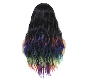Lenaqueen Körperwellen-Highlight Futura Spitzen-Frontperücken Ombre schwarz Regenbogen-Spitzen-Haaransatz Synthetische Spitzen-Frontperücke lange wellige Perücken - Product Image 3