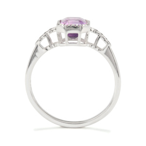 Bague pour homme en argent sterling plaqué rhodium avec améthyste 1,53 ct certifiée IGI, bague de promesse délicate - Product Image 3