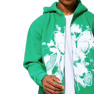 2024 Sudadera con capucha con estampado gráfico de gran tamaño para hombre, sudadera con cremallera para correr al aire libre, sudadera holgada con estampado de mariposa para hombre - Product Image 5