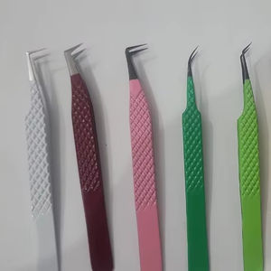 Pince à épiler professionnelle en acier inoxydable de marque privée avec pointe en fibre de diamant rose en forme de L à 45 degrés pour le volume - Product Image 5