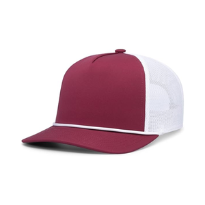 Casquette Trucker structurée à 5 panneaux, bicolore personnalisée, en maille légèrement incurvée, respirante, unie, avec cordon, pour le sport et les loisirs - Product Image 4