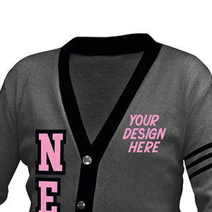 Suéteres Unisex de Fraternidad al por Mayor, Estilo Cardigan con Letras Griegas, Corte Holgado Informal, Felpa, Cuello en V, Mezcla de Poliéster/Algodón, para Invierno - Product Image 3