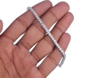 Pulsera de Diamantes Baguette, Pulsera de Tenis con Moissanita, Pulsera de Tenis Clásica con Diamantes en Oro Blanco - Product Image 3