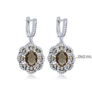 19x22 mm Flower Design Oval Shape Sultanite CZ Stone <b>Dangle</b> <b>Earring</b> 925 Sterling Silver for Wholesale buyer Turkish <b>Fine</b> Jewelry - Product Image 2