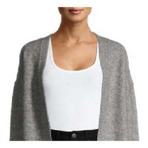 Cardigan Aperto per Ragazze, Ricamo Rosa, Design a Righe, in Acrilico e Lana, Taglia Media, per Autunno Inverno - Product Image 2