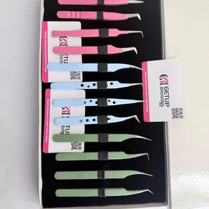 Ensemble de pinces à épiler professionnelles en acier inoxydable anti-magnétiques et anti-statiques à pointe lisse pour extensions de cils, étiquette privée, logo personnalisé - Product Image 3