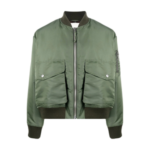 Zip Through Winter Jackets Mens Quilted Bomber Jackets Shiny Heavy Satin <b>Fabric</b> Bomber Jackets - Product Image 2