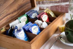 Rectangular Vauxhall Double Tea <b>Box</b>, Acacia Wood,Brown Tea <b>Chest</b> Organizer Spice Packets Container - Product Image 5