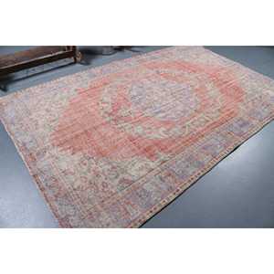 Alfombra Turca Vintage Grande de 6.1x9.2 pies, Alfombra Oriental Roja de Lana - Product Image 2