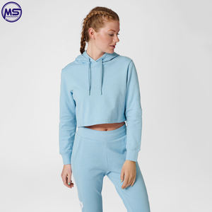 Venta caliente mujeres cómodas de longitud corta logotipo personalizado impresión 2025 nuevo diseño Crop Top sudaderas con capucha - Product Image 6