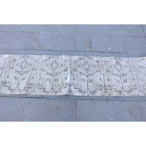 พรมตุรกี, พรมวิ่งขนาด 1.6x6 ฟุต, พรมขนสัตว์สีขาวลายนามธรรมสไตล์วินเทจ - Product Image 4