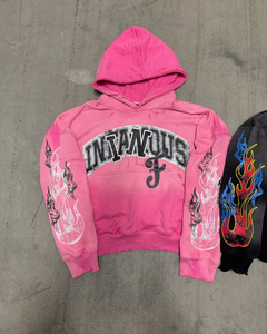 Customs 100% Cotton Heavyweight Sweats à capuche pour hommes Acid Wash Vintage French Terry Distressed Pink Sun Faded Hoodies Men - Product Image 3